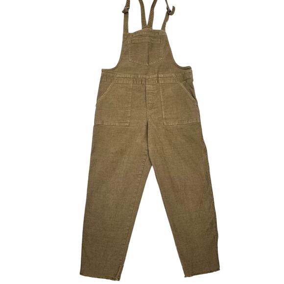Aerie Werk and Play Corduroy Overalls Bib Cord Overalls Size M Raw Fray Hem - Picture 6 of 13